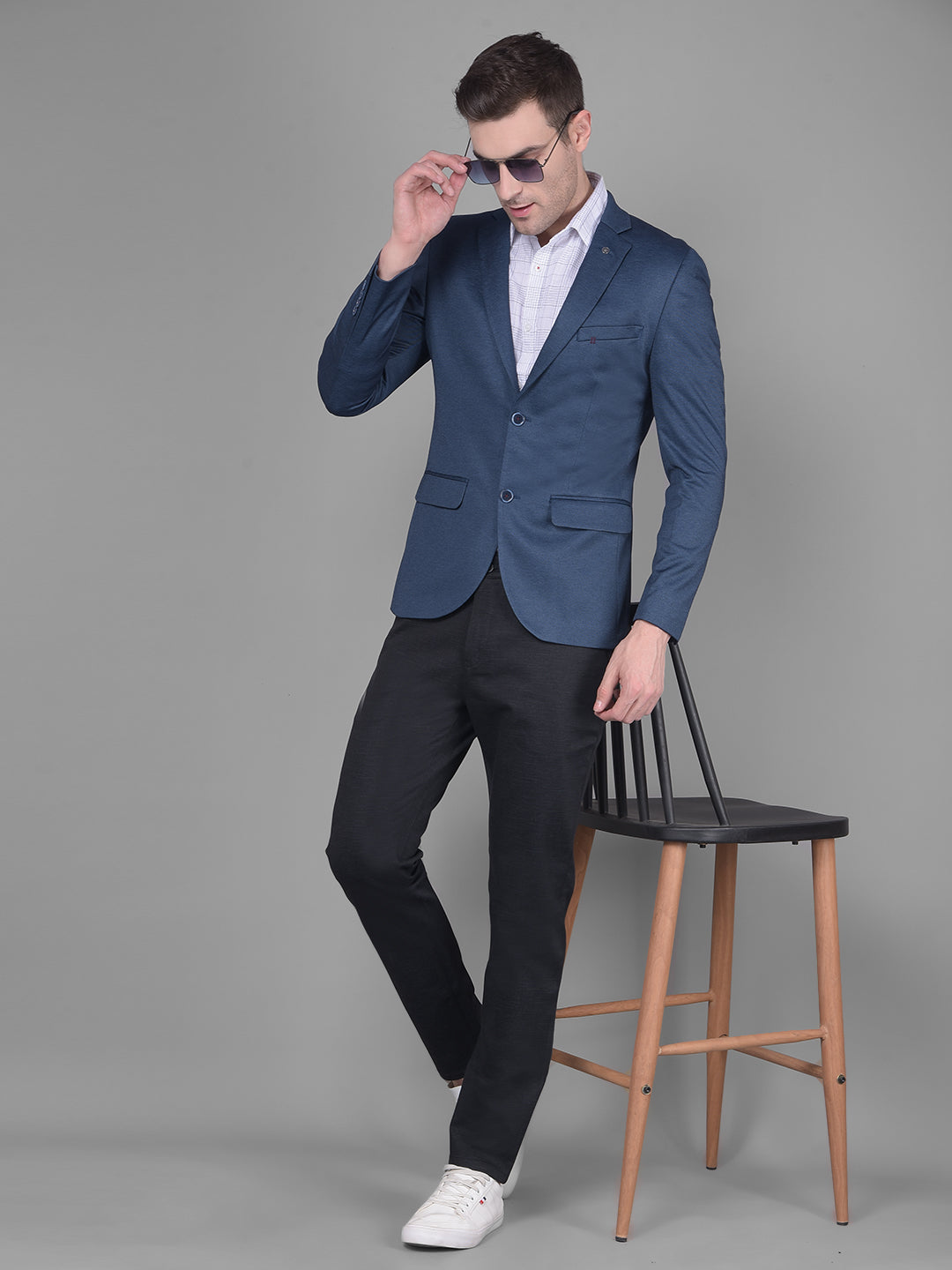 Navy Blue Single Breasted Blazer Crimsoune Club