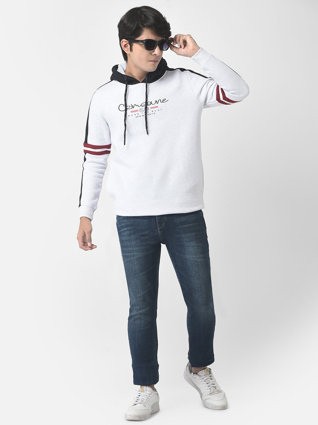 Black fashion hoodie white logo