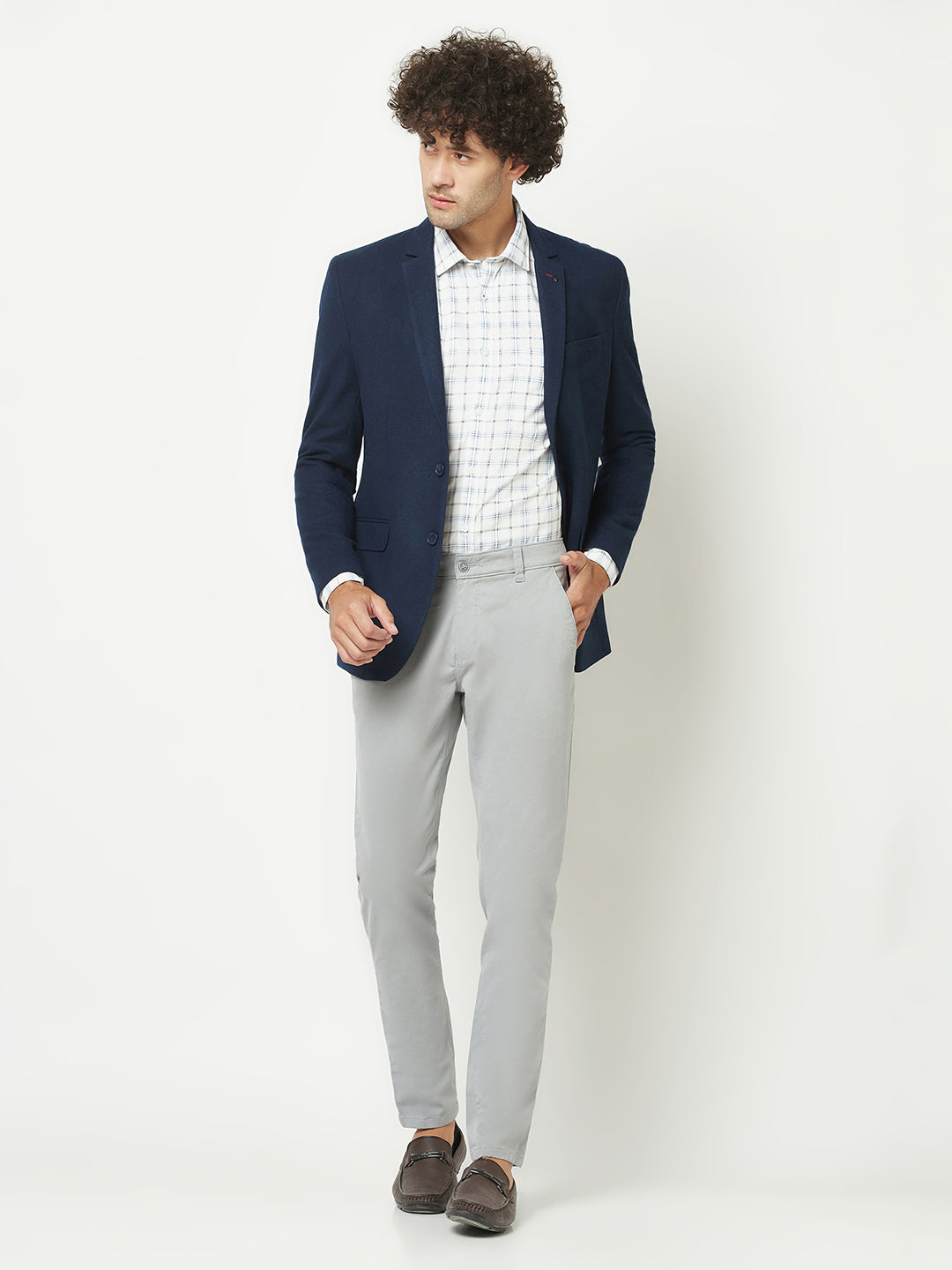 Grey slacks blue blazer hotsell