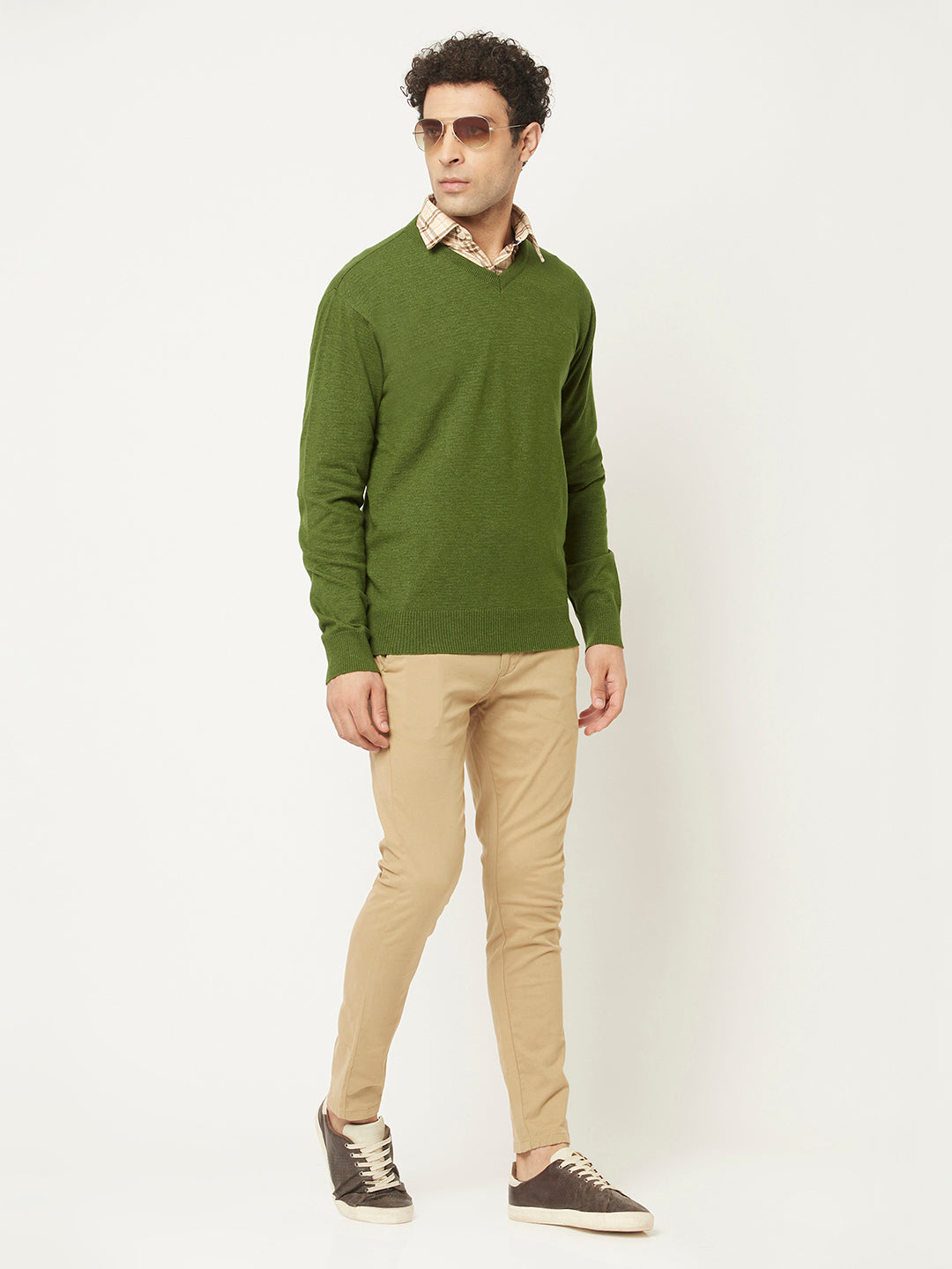 Green sweater khaki pants hotsell