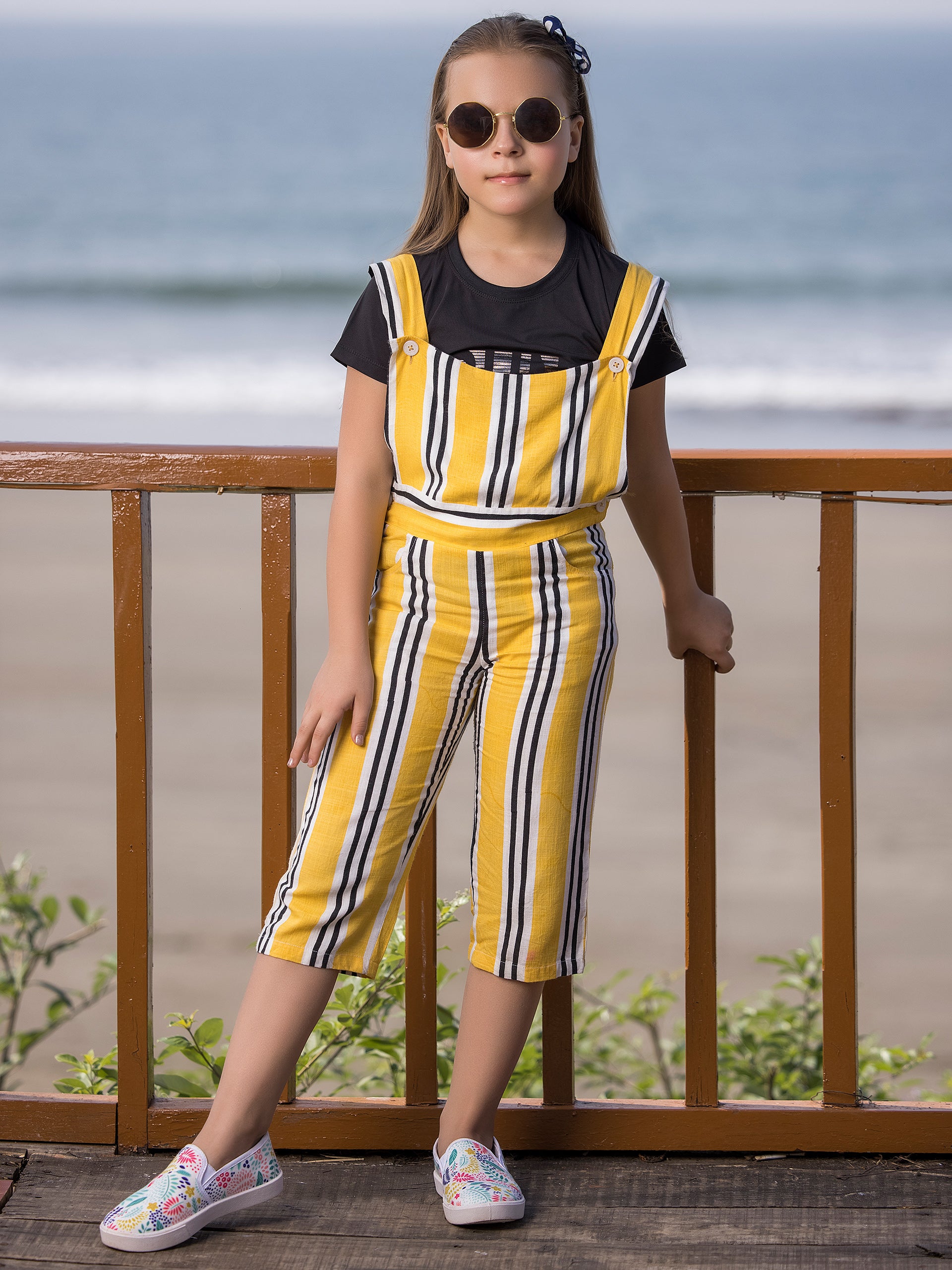 Yellow striped cheap jumpsuit