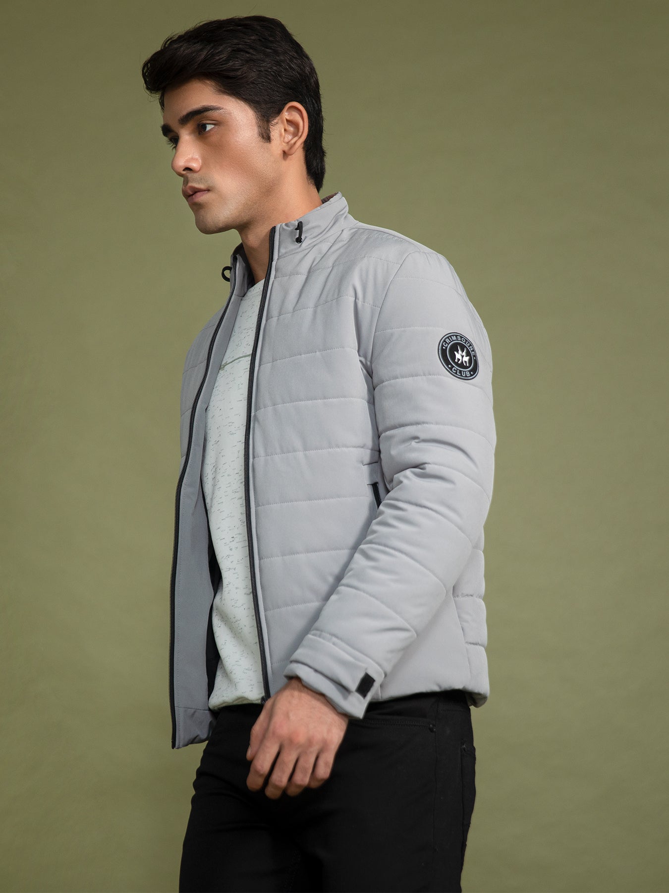 Grey Padded Jacket freeshipping - Crimsoune Club | Free Shipping | COD