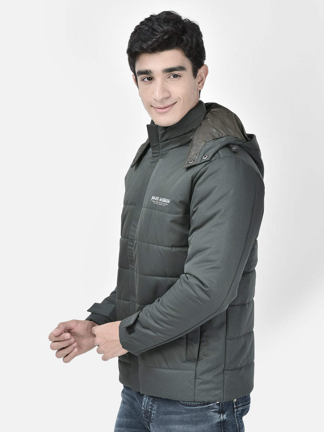 Green Hooded Puffer Jacket-Men Jackets-Crimsoune Club