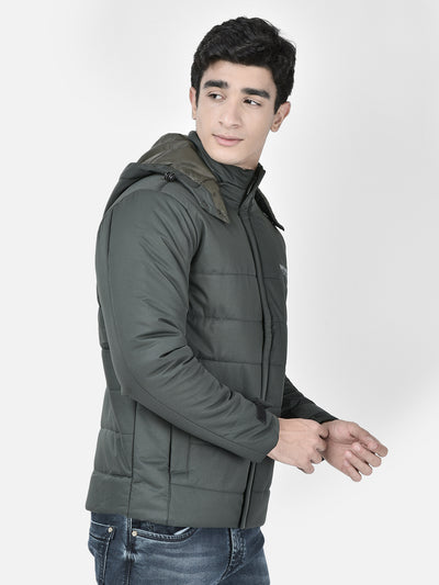 Green Hooded Puffer Jacket-Men Jackets-Crimsoune Club