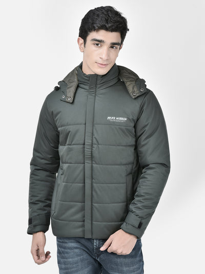 Green Hooded Puffer Jacket-Men Jackets-Crimsoune Club