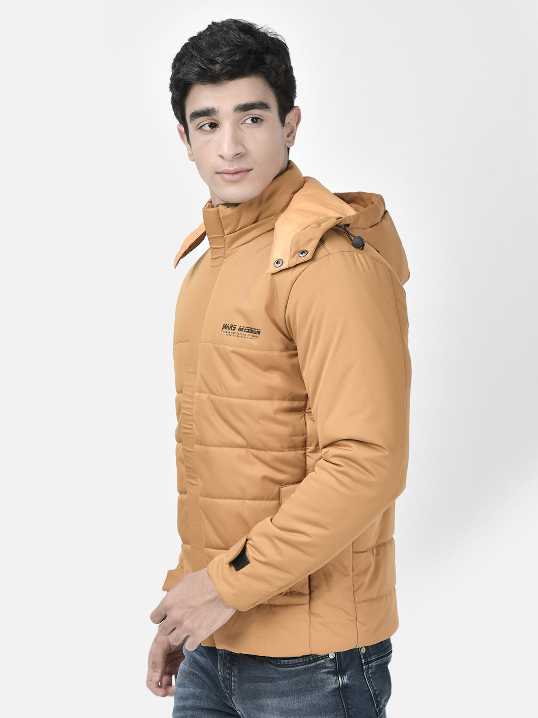 Mustard Hooded Puffer Jacket-Men Jackets-Crimsoune Club