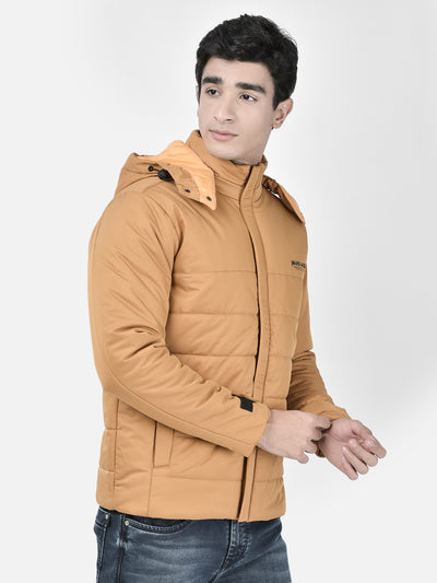 Mustard Hooded Puffer Jacket-Men Jackets-Crimsoune Club