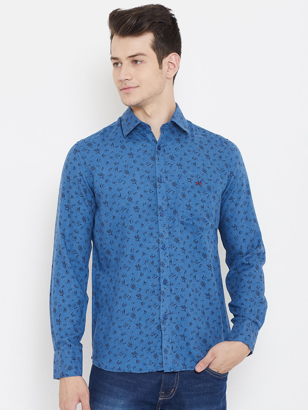 Printed Blue Shirt-Men Shirts-Crimsoune Club