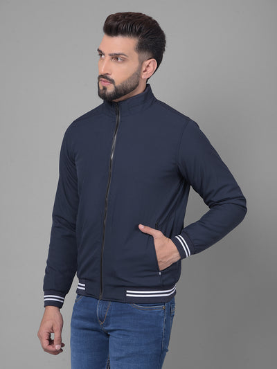 Navy Blue Bomber Jacket-Men Jackets-Crimsoune Club