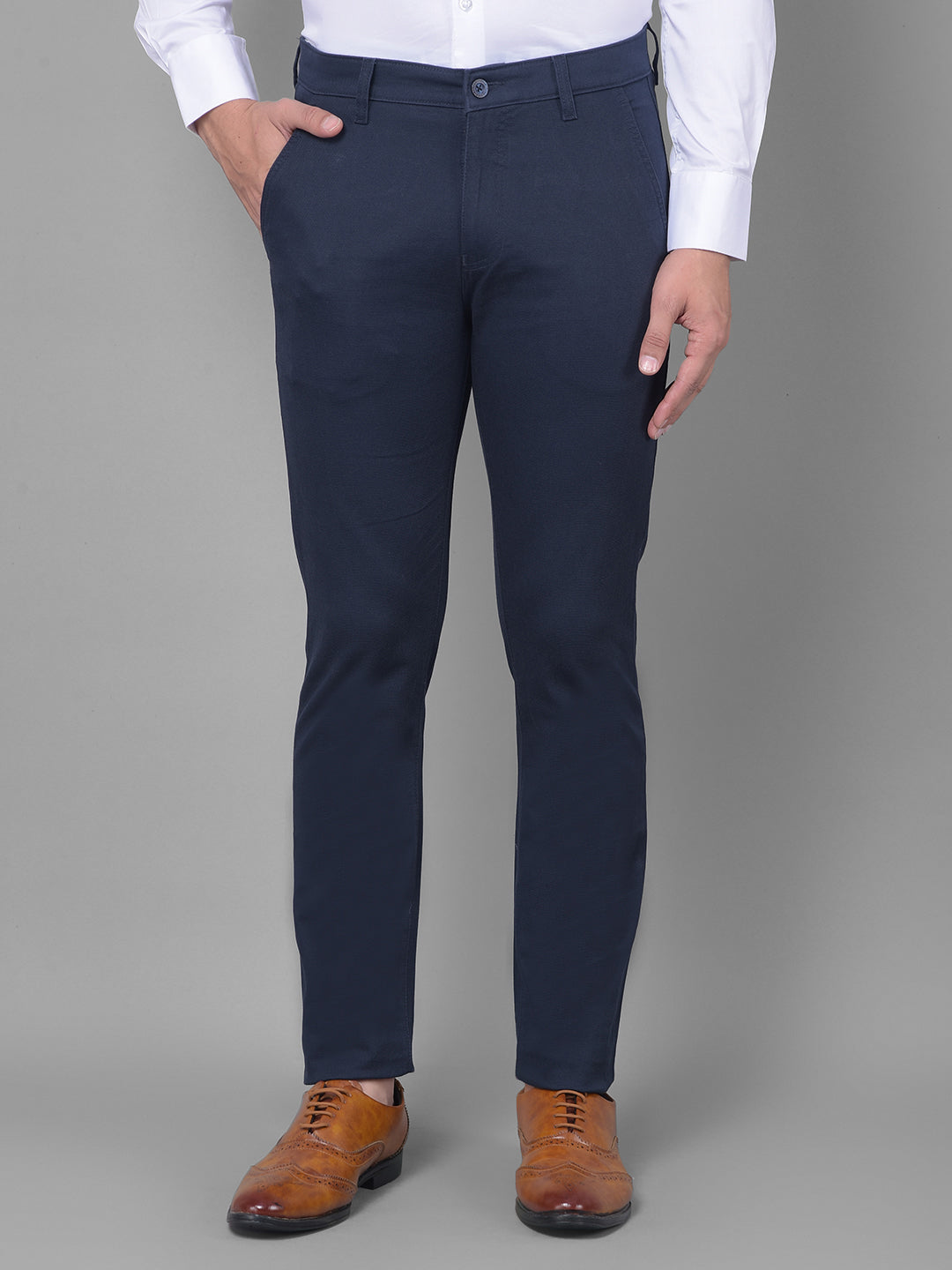 Navy Blue Trousers-Men Trousers-Crimsoune Club