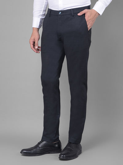 Navy Blue Checked Trousers-Men Trousers-Crimsoune Club