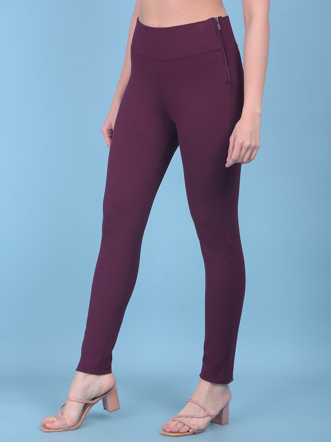 Maroon Skinny Treggings-Women Treggings-Crimsoune Club