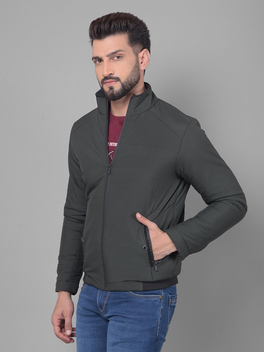 Olive Bomber Jacket-Men Jackets-Crimsoune Club