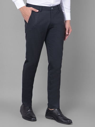 Navy Blue Checked Trousers-Men Trousers-Crimsoune Club