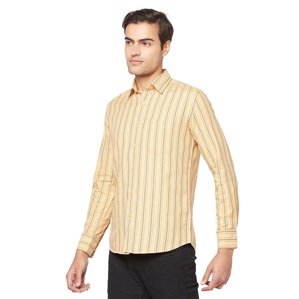 Striped Yellow Shirt-Men Shirts-Crimsoune Club