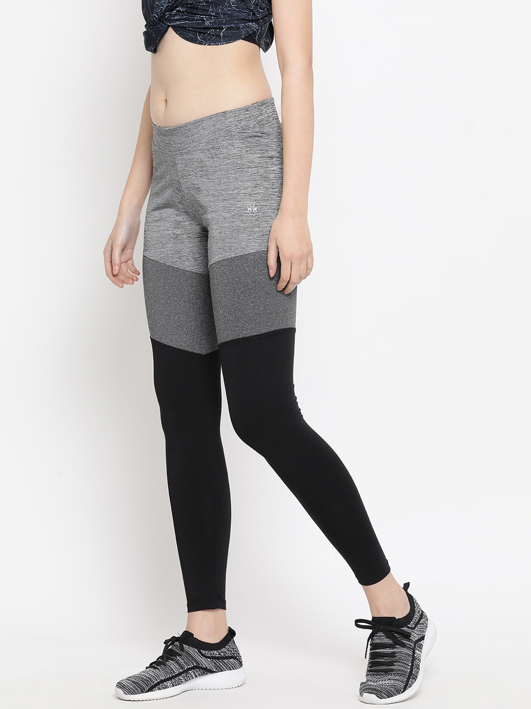 Grey Colourblocked Track Pants-Women Track Pants-Crimsoune Club