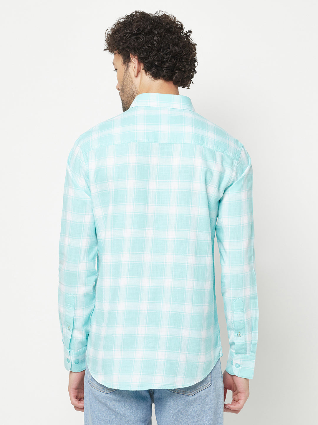 Turquoise Checked Shirt-Men Shirts-Crimsoune Club