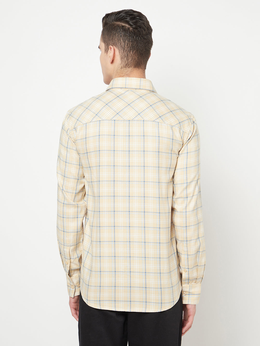 Beige Checked Shirt-Men Shirts-Crimsoune Club