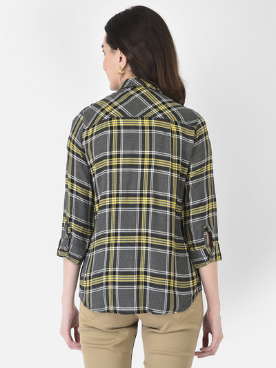 Grey Checked Shirt-Women Shirts-Crimsoune Club