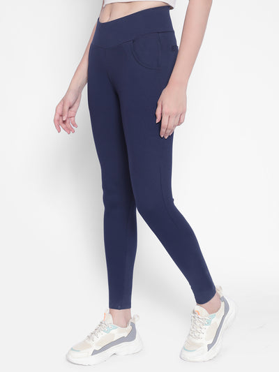 Navy Blue Trackpants-Women Trackpants-Crimsoune Club