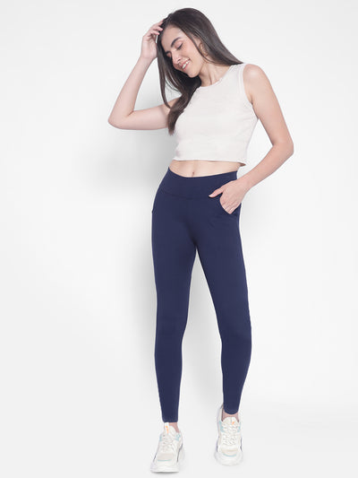 Navy Blue Trackpants-Women Trackpants-Crimsoune Club