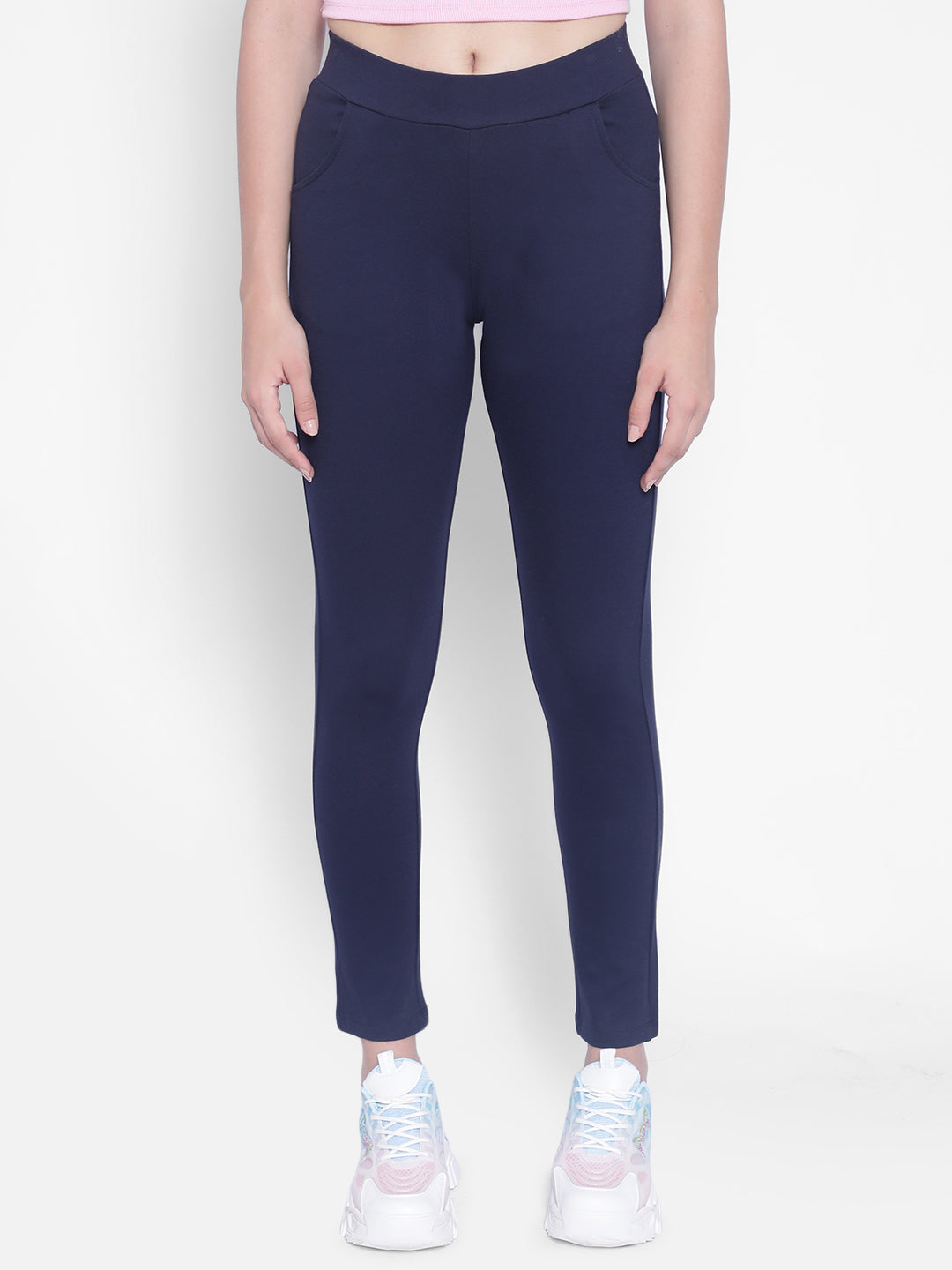 Navy Blue Trackpants-Women Trackpants-Crimsoune Club