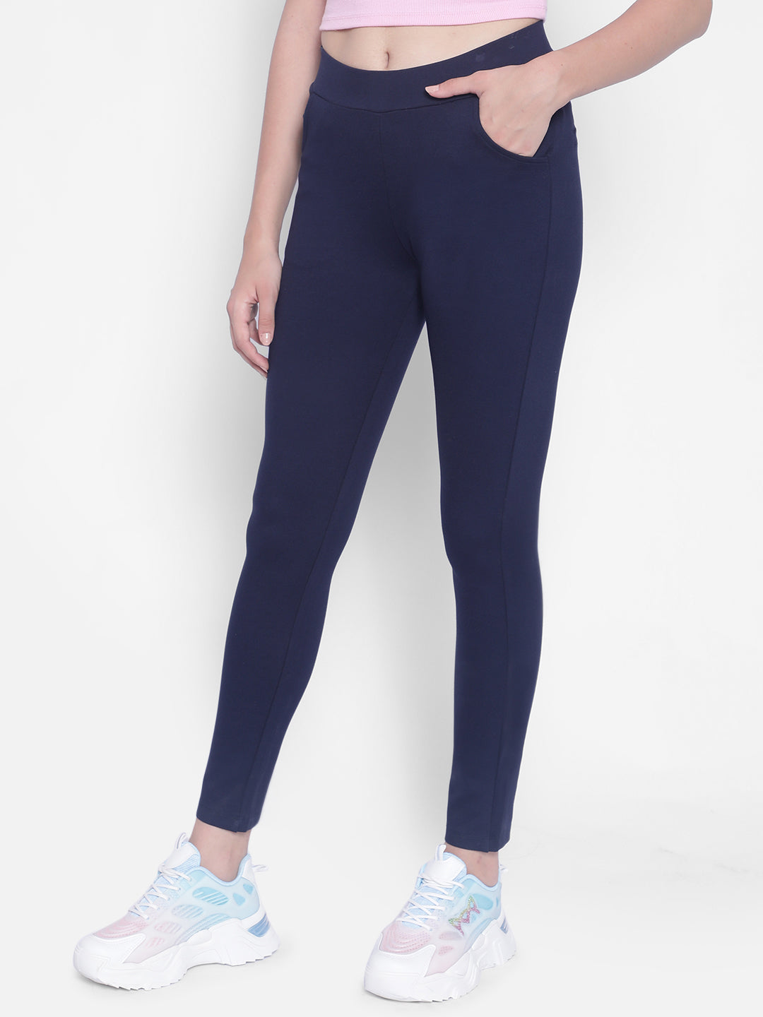 Navy Blue Trackpants-Women Trackpants-Crimsoune Club