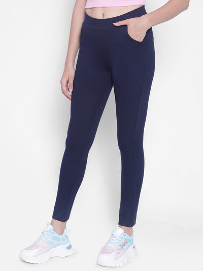 Navy Blue Trackpants-Women Trackpants-Crimsoune Club