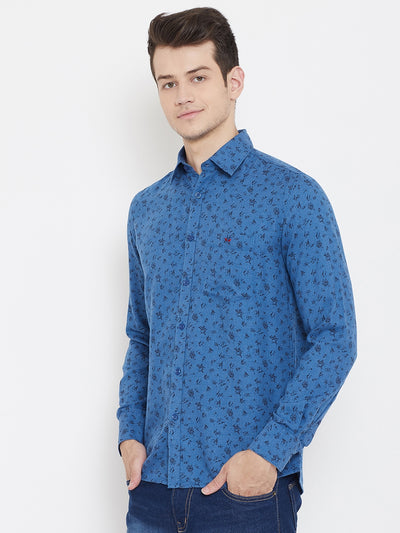 Printed Blue Shirt-Men Shirts-Crimsoune Club