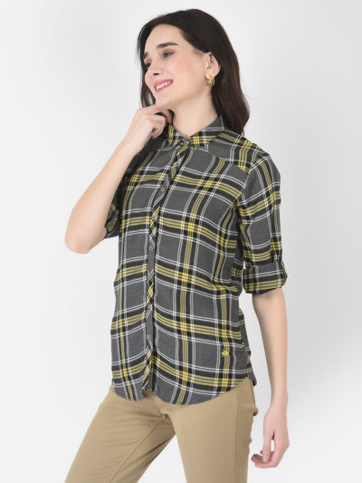 Grey Checked Shirt-Women Shirts-Crimsoune Club