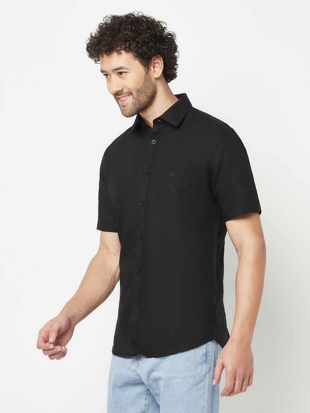 Black Linen Shirt-Men Shirts-Crimsoune Club