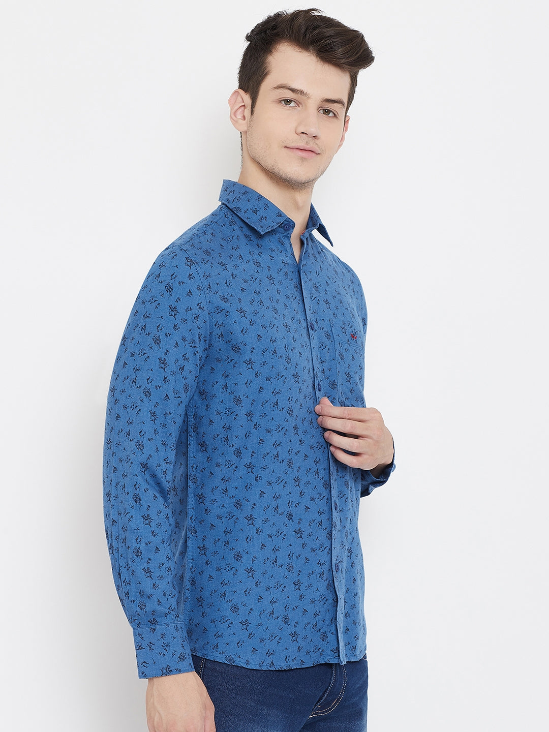 Printed Blue Shirt-Men Shirts-Crimsoune Club