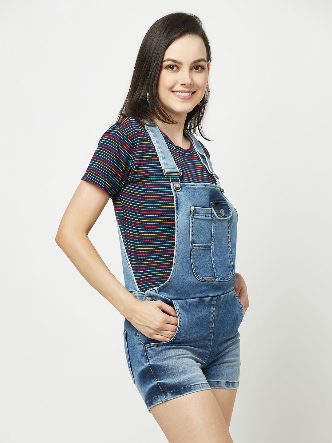 Buy Women Denim Shorts Dungarees Distressed Slim Overalls Bib Sleeveless  One Piece Jumpsuit Casual Harajuku Style Broken Hole Jeans Pockets Straight  Trousers Online at desertcartINDIA