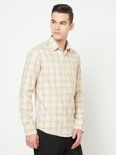 Beige Checked Shirt-Men Shirts-Crimsoune Club