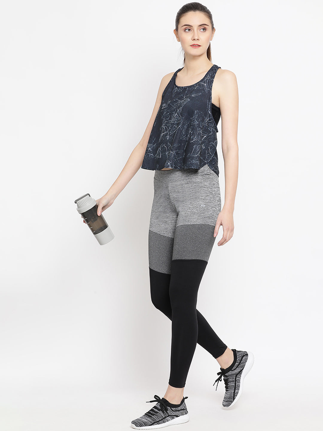 Grey Colourblocked Track Pants-Women Track Pants-Crimsoune Club