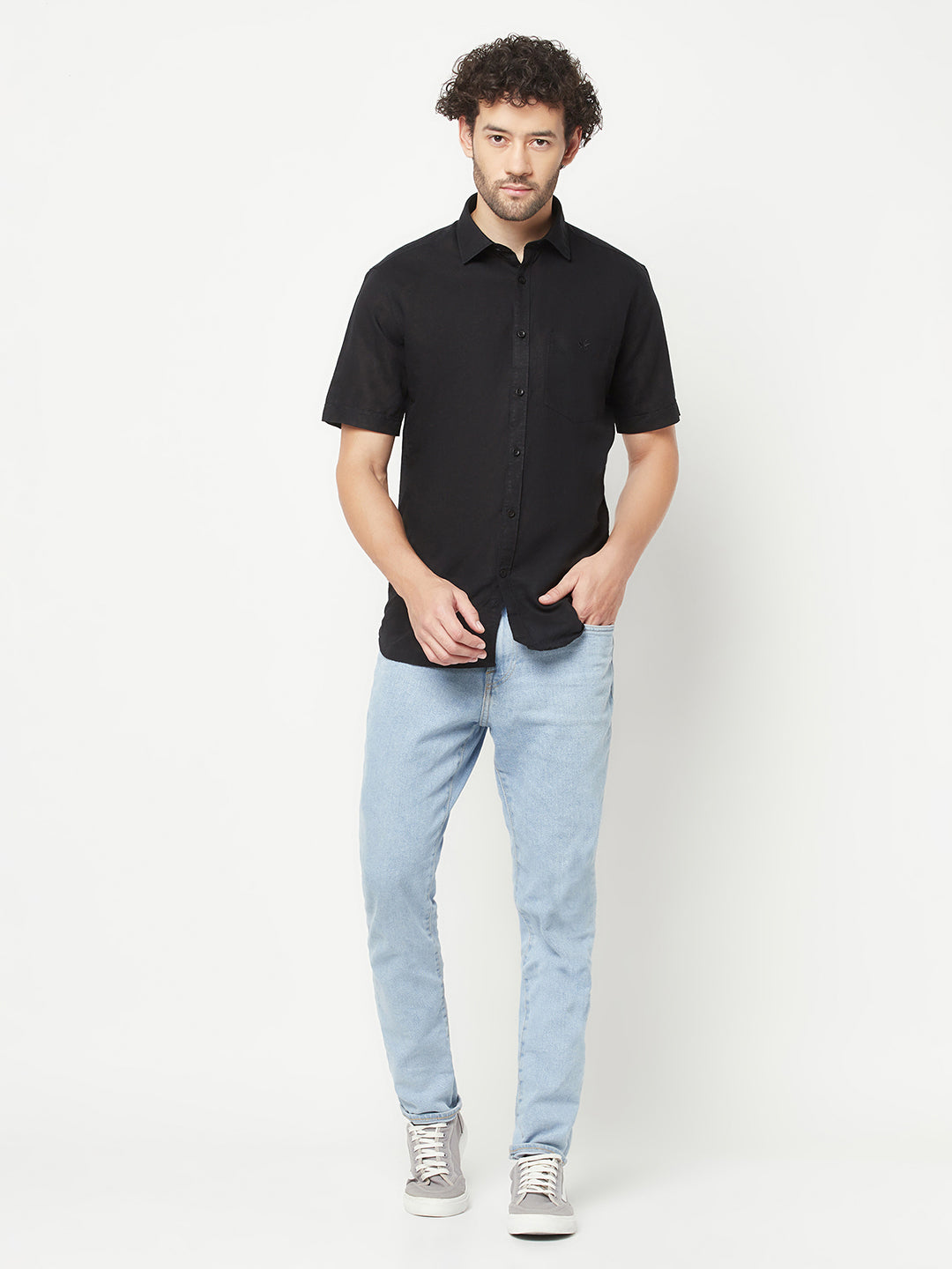 Black Linen Shirt-Men Shirts-Crimsoune Club