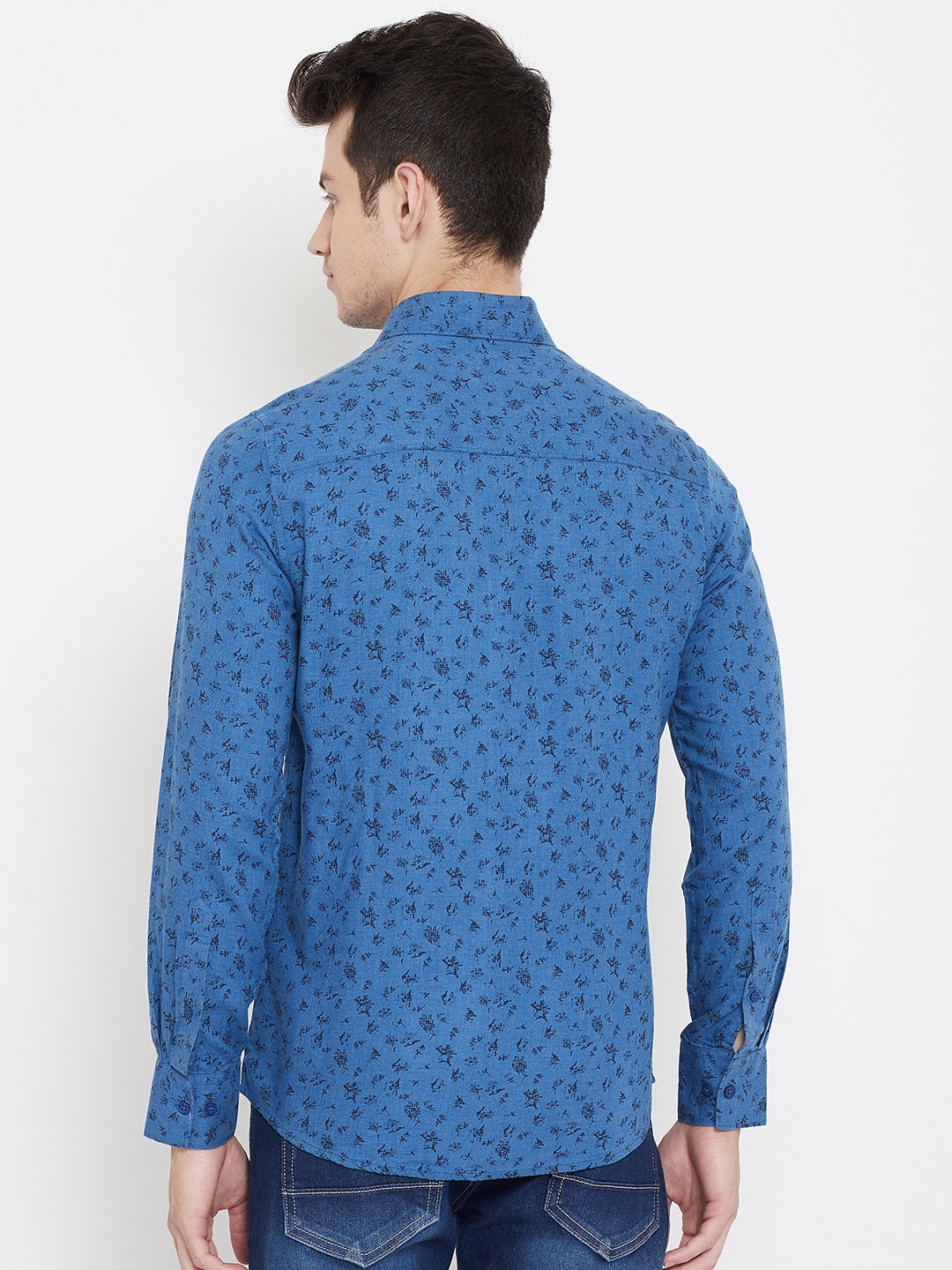 Printed Blue Shirt-Men Shirts-Crimsoune Club