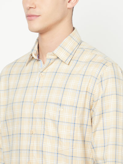 Beige Checked Shirt-Men Shirts-Crimsoune Club