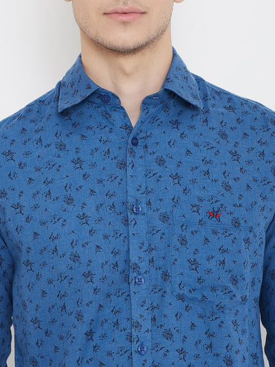 Printed Blue Shirt-Men Shirts-Crimsoune Club