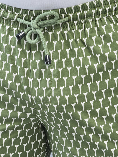 Olive Printed Lounge Shorts-Boys Lounge Shorts-Crimsoune Club