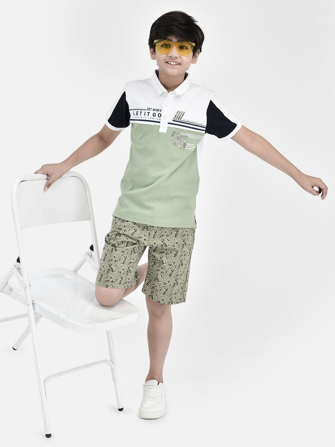 Floral Print Olive Shorts-Boys Shorts-Crimsoune Club