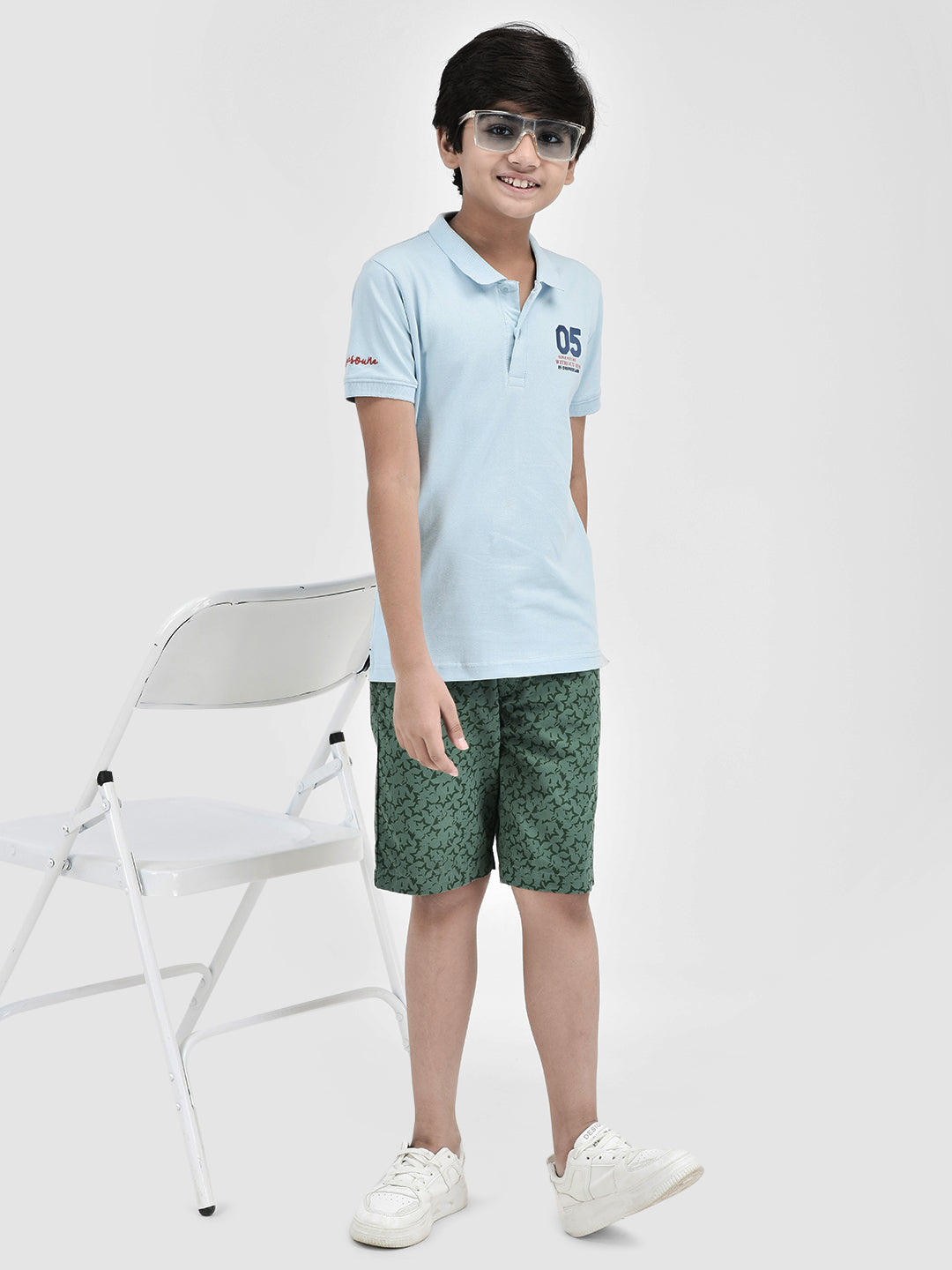 Printed Green Shorts-Boys Shorts-Crimsoune Club