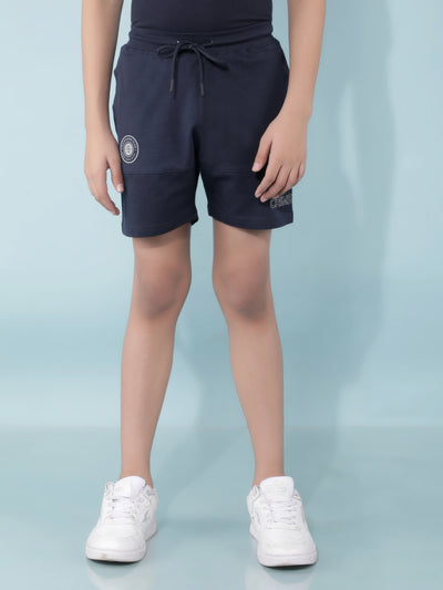 Navy Blue Color-Blocked Shorts-Boys Shorts-Crimsoune Club