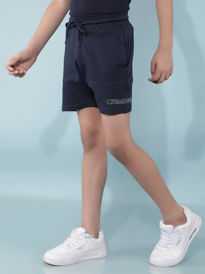 Navy Blue Color-Blocked Shorts-Boys Shorts-Crimsoune Club