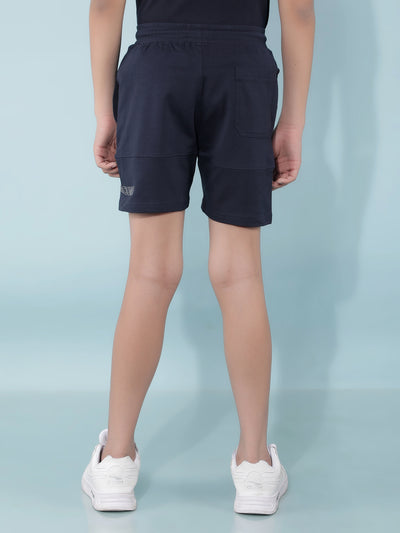 Navy Blue Color-Blocked Shorts-Boys Shorts-Crimsoune Club