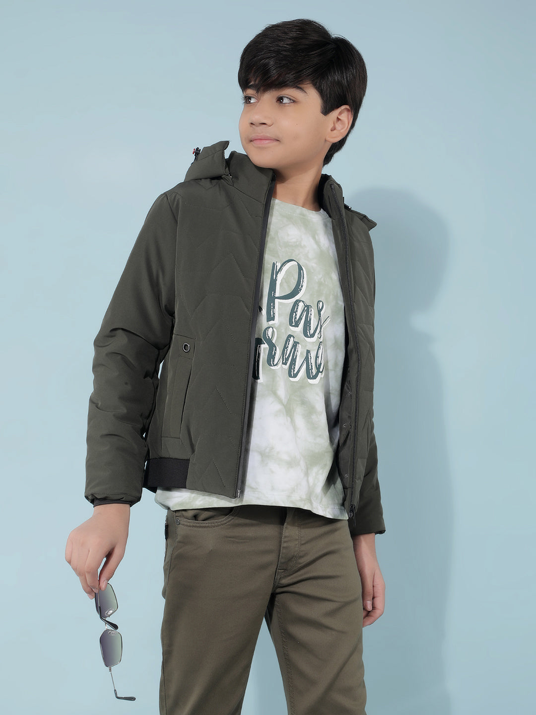 Olive Padded Jacket-Boys Jackets-Crimsoune Club