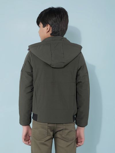 Olive Padded Jacket-Boys Jackets-Crimsoune Club