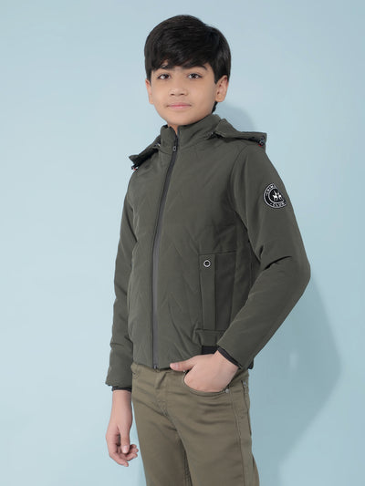 Olive Padded Jacket-Boys Jackets-Crimsoune Club