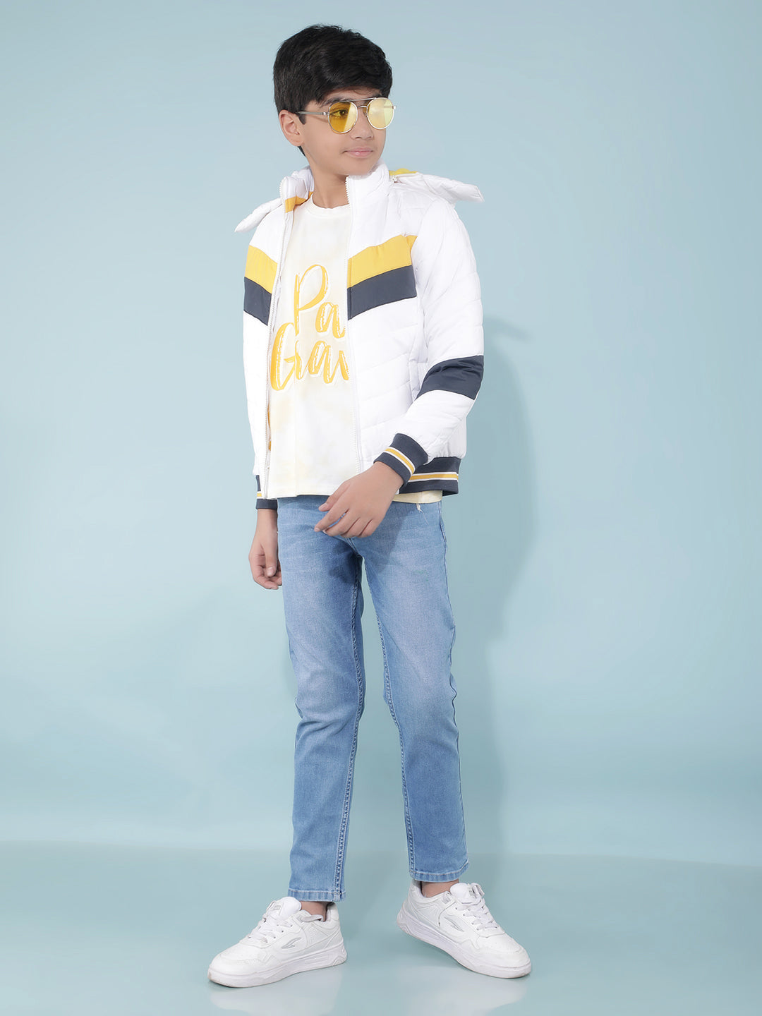 White Color-Blocked Bomber Jacket-Boys Jackets-Crimsoune Club