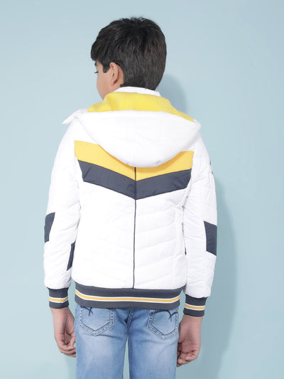 White Color-Blocked Bomber Jacket-Boys Jackets-Crimsoune Club